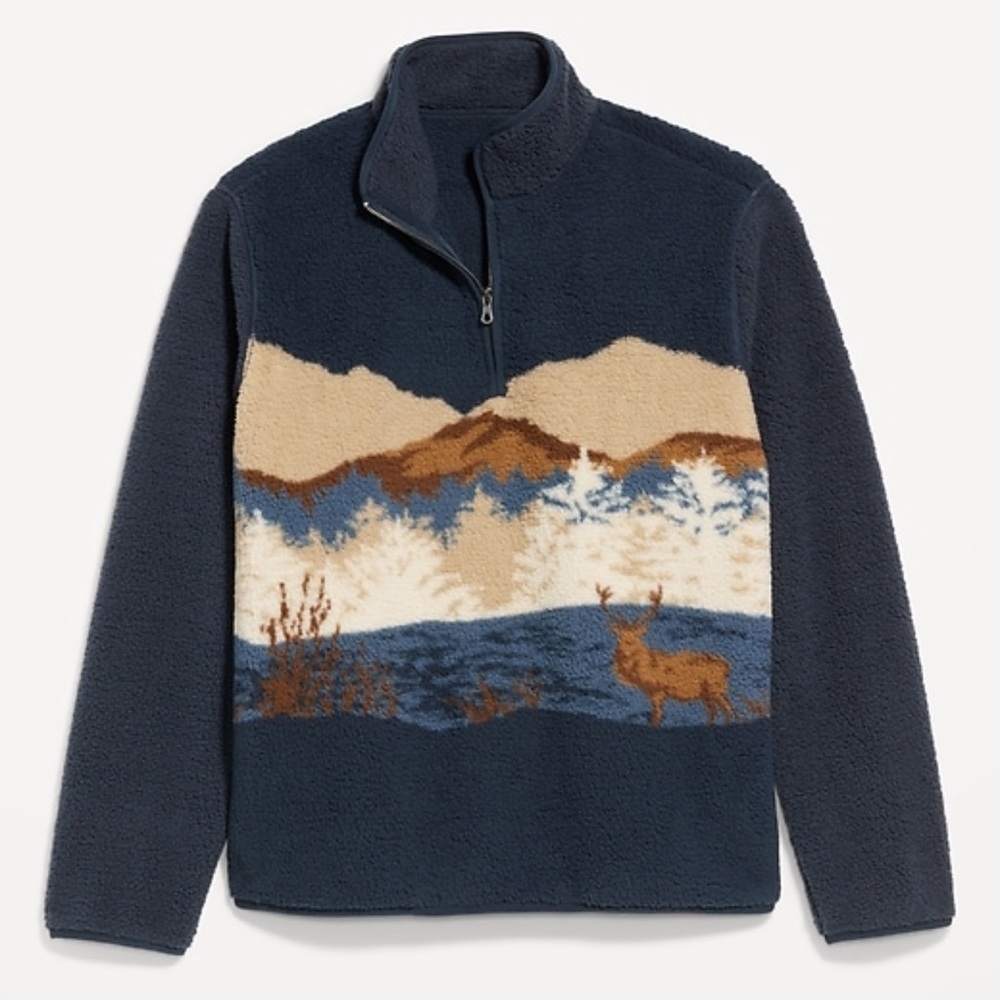 Old Navy Men’s Printed Sherpa Quarter-Zip Pullover